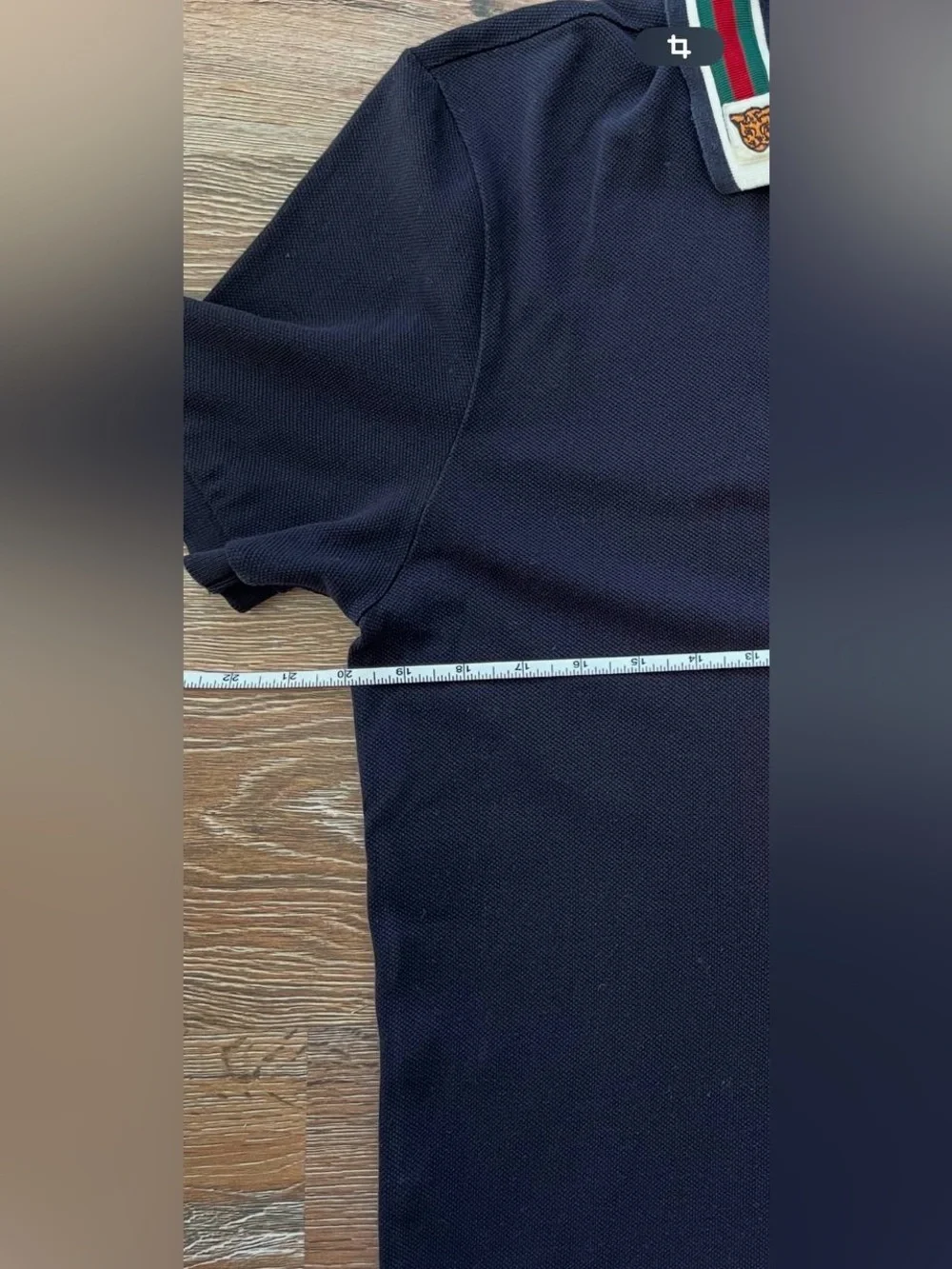 Gucci Navy Polo with Web and Tiger Collar Patches